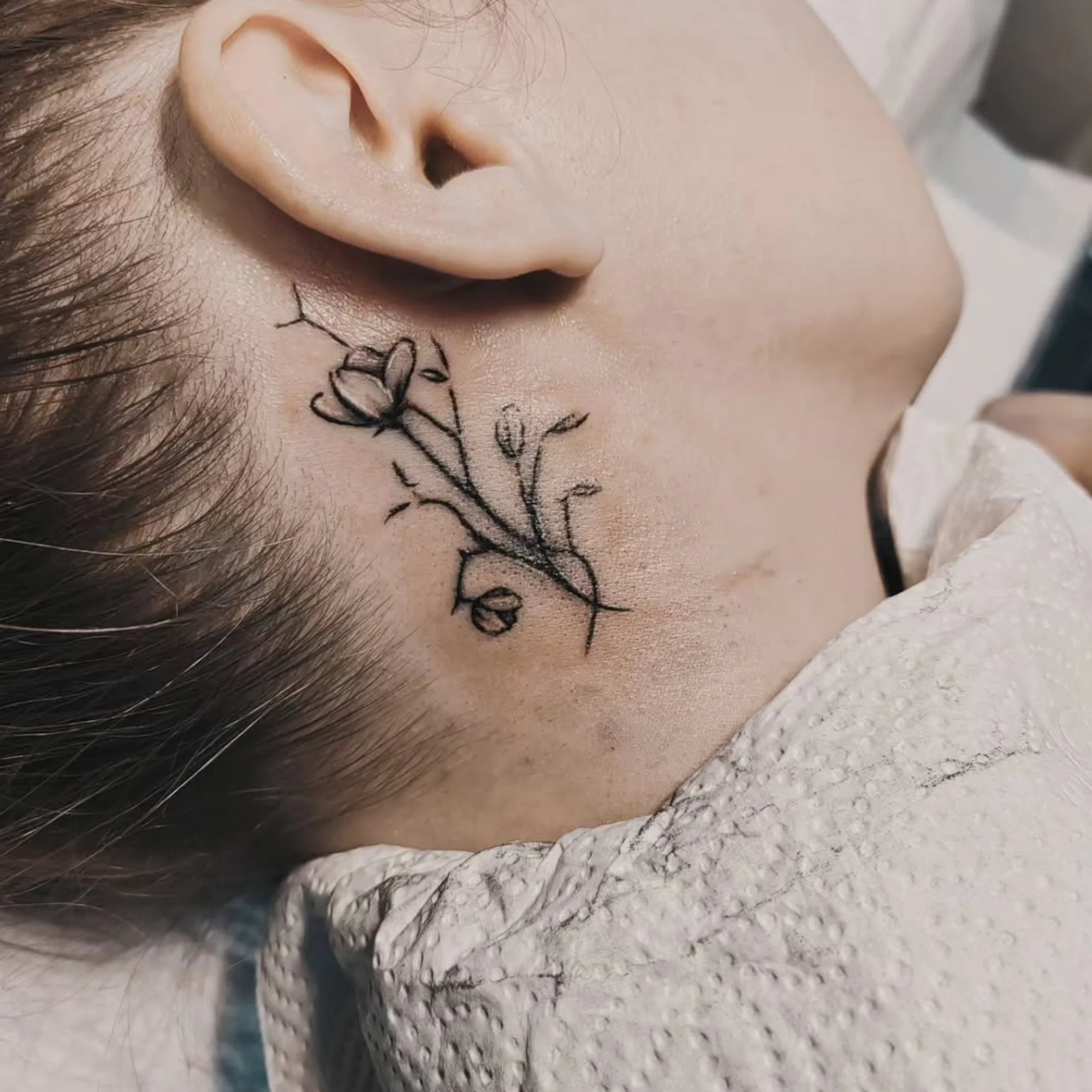 close-up of cosmetic tattoo on skin